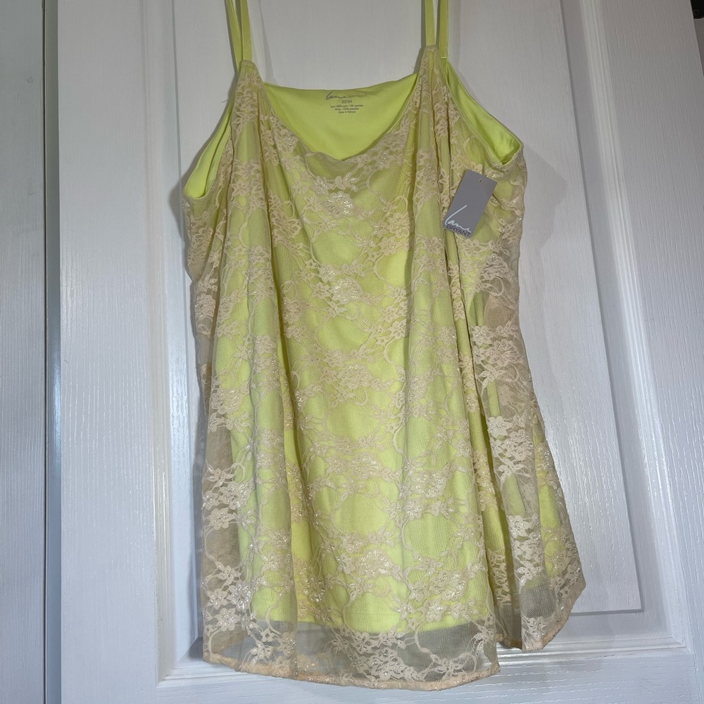 Lane Bryant Cream Lace Overlay Tank Top Women’s Plus 22/24 Tunic Stretch NWT